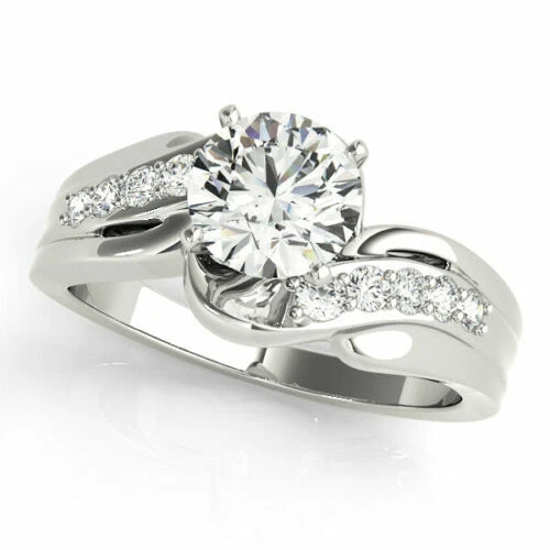 1.25Ct Rund Labor Erstellt D / VVS1 Diamant Verlobungsring 14K Weißgold Größe 5