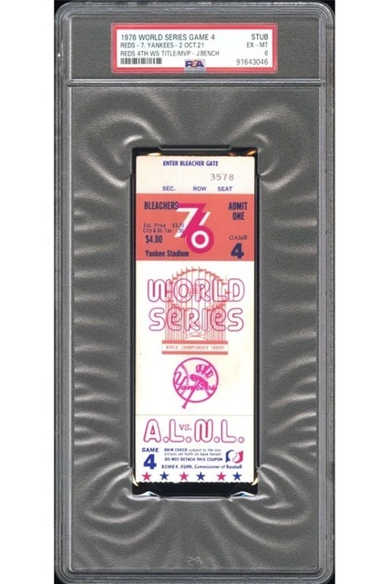 1976 WORLD SERIES Ticket Game 4/Reds 4th Title/Johnny Bench
