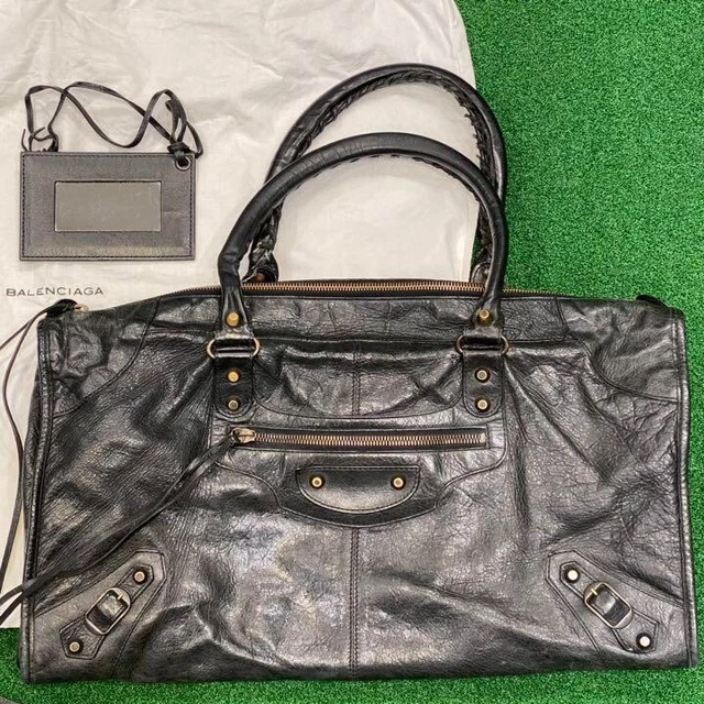 BALENCIAGA The Work Hand Bag Leather Black 132110 Used Japan