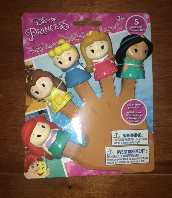 Set of 5 Disney Princess Finger Puppets Bath Toys New