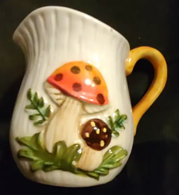 1978 Sears Roebuck Merry Mushroom Ceramic Coffee Creamer & Coffee cup