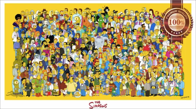 The Simpsons Characters Cast Tv Show Original Drawn Art Print Premium Poster