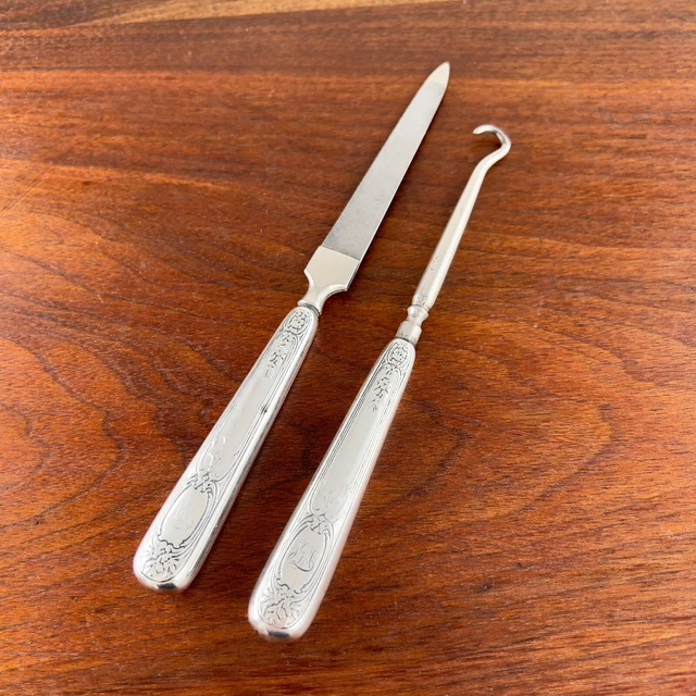 Tiffany & Co Victorian Sterling Silver Handled Matching Buttonhook & Nail File