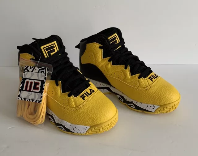 Fila MB Night Walk Youth NEW 3BM01886-702 Yellow Black Basketball Shoes Size 4