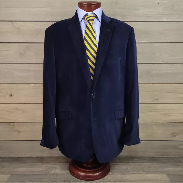 Madison Blazer Mens 48R Blue Velvet Cotton Sport Coat 2 Button Jacket Casual