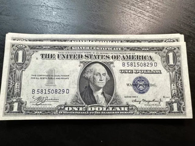 1935 A $1 One Dollar Silver Certificate Blue Seal Gem Uncirculated Note