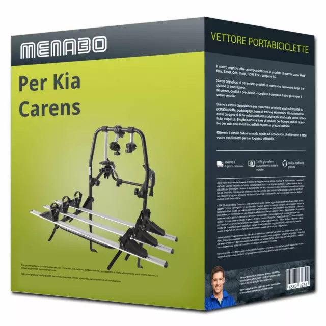 Menabo Polaris 3 portabici portellone per Kia Carens IV - 3 bici Nuovo