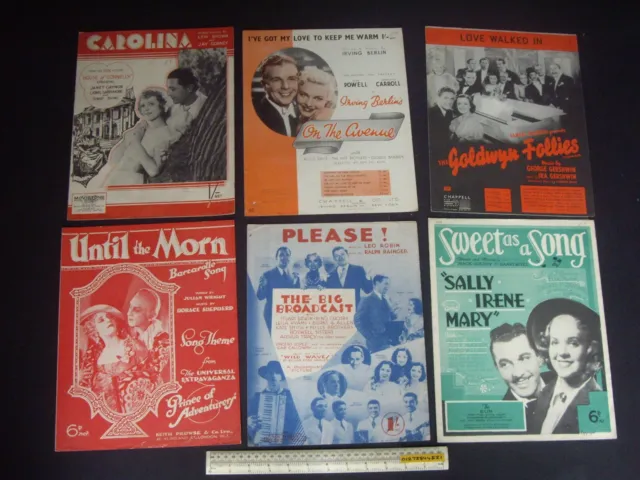 Job Lot 72 Pieces of 1920s/80s Sheet Music. Songs from American Hollywood Movies