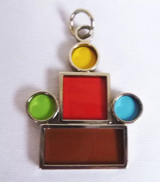 Bauhaus Style Decorative Enamel Pendant with Circles, Square, Rectangle