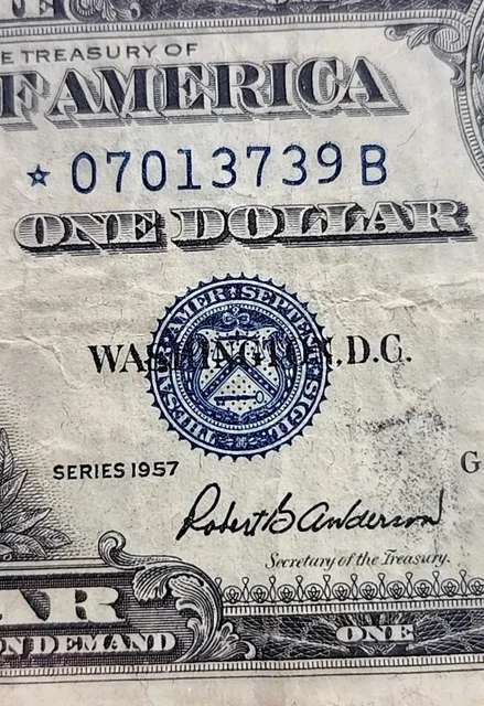 1957 Blue Seal $1 Silver Certificate Star *07013739B