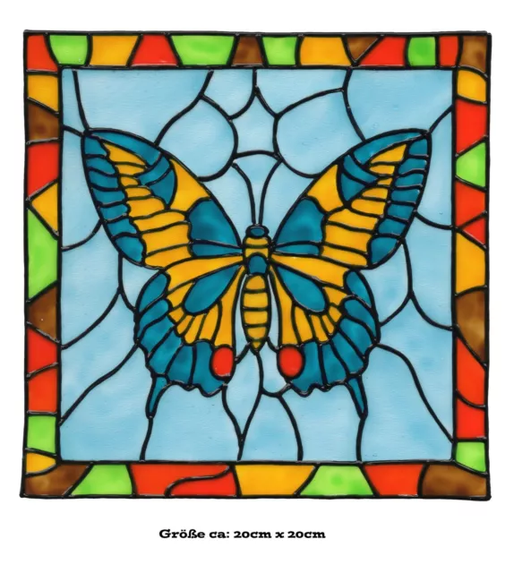 Window Color Bild Fensterbild Aufkleber  "  Schmetterling in Quadrat    " 269