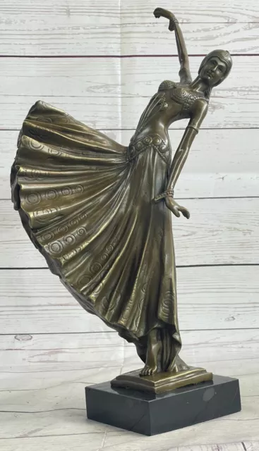 Romanian Dancer Chiparus Gold Signed Bronze Sculpture Statue Figurine Figure