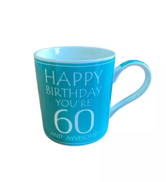 60th Birthday Mug Fine China BNIB Sixty Happy Birthday Mug YOU' RE AWESOME