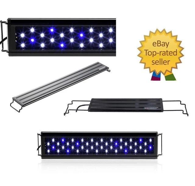 12"/18"/24"/30"/36" LED Light Marine Extendable Aquarium FOWLR Blue & White *New