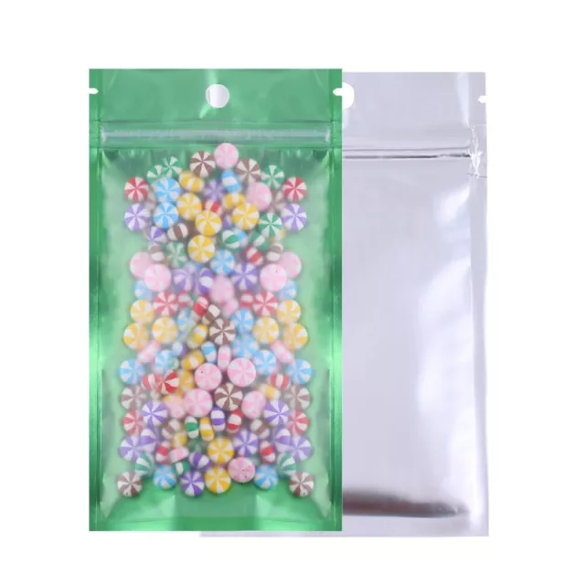 100x 12x20CM Zipper Seal Bags Gripseal Flat Pouch Frost Clear Green BPA Free