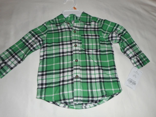 Carters 2 Piece Baby Infant Boy Pants & Flannel Button Up Shirt - Size 12 Months 3