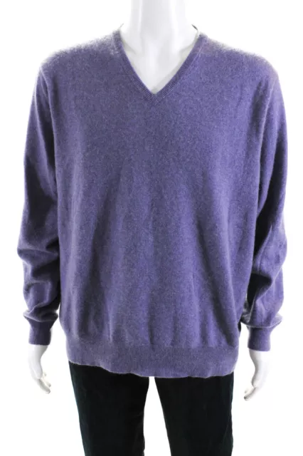 POLO RALPH LAUREN Mens Cashmere V Neck Sweater Purple Size Extra Extra ...
