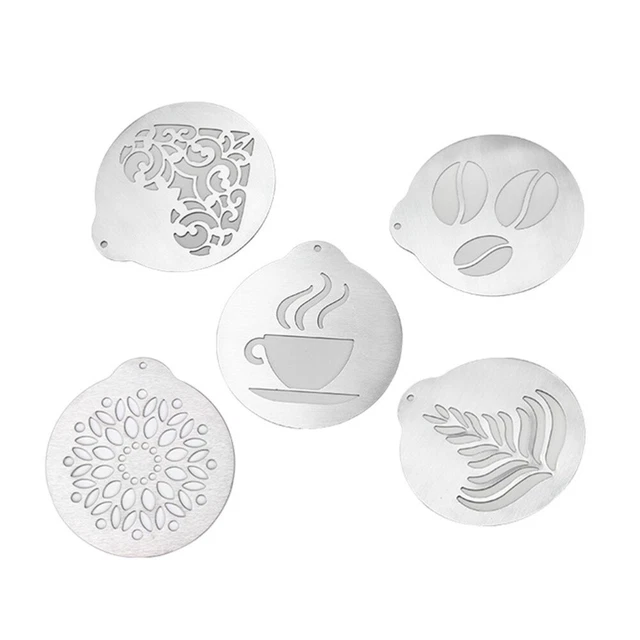 5 pezzi stencil caffè acciaio inox barista cappuccino modelli arte caffè gir