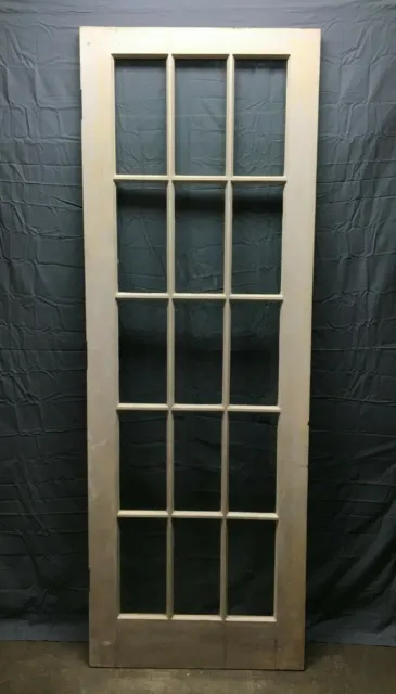 Antique Single 15 Lite Shabby 30x86 Large Glass French Door VTG Old Chic 104-22B