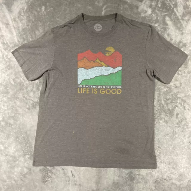 Life Is Good Shirt  Mens Large Gray Cool Tee Short Sleeve Classic Fit