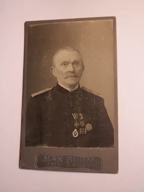 Meerane - alter Soldat ? Oberleutnant ? in Uniform mit Orden - Portrait / CDV