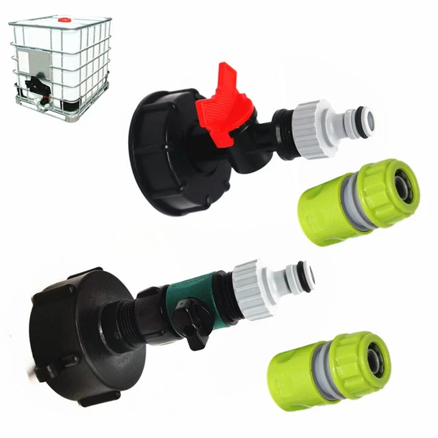 Adattatore Per Serbatoio IBC 80mm Con Rubinetto A Sfera - Raccordo In Polipropilene, Resistente Acidi/Olio, Diametri 14-32mm