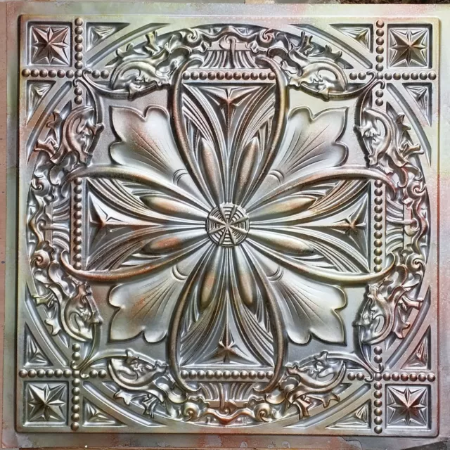 Suspended Ceiling tile faux tin anodized copper decor wall panels PL10 10pcs/lot