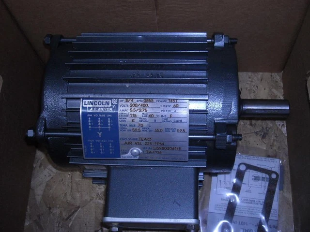 Lincoln Aa8S0.75T62/Lm17747 3/4Hp Electric Motor 200/400 Volt Single Shaft