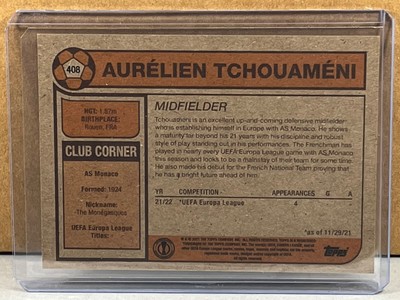 2021 TOPPS LIVING #408 AURELIEN TCHOUAMENI AS MONACO ROOKIE UEFA Europa ...