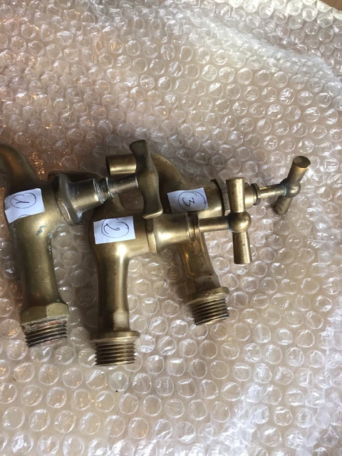 1 X Alte Wasserhahn Messing Bronze Patina Brunnen Absperr Ablasshahn  1/2 Zoll