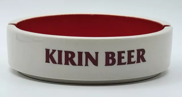 Vintage Kirin Beer Red White Ceramic Sakura Made In Japan Ashtray 4 1/8" Wide