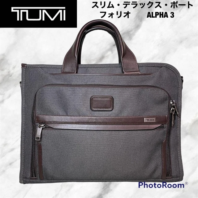 Tumi Alpha3 Slim Deluxe Portfolio Gray Brown tm731