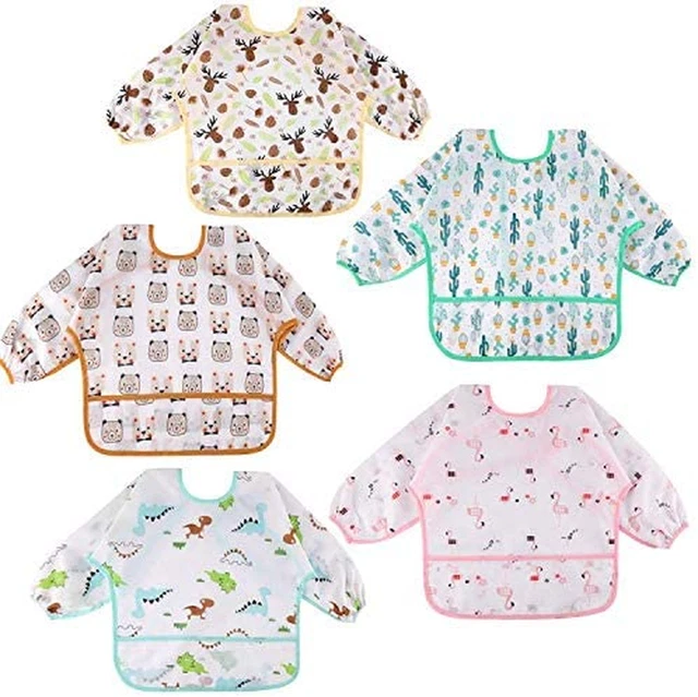 Lictin Bavoirs Manches Longues 5PCS Etanches Blouse Peinture Enfant Tablier D'Al