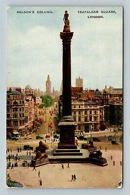 London, Nelson's Column, Trafalgar Square, England Vintage Postcard