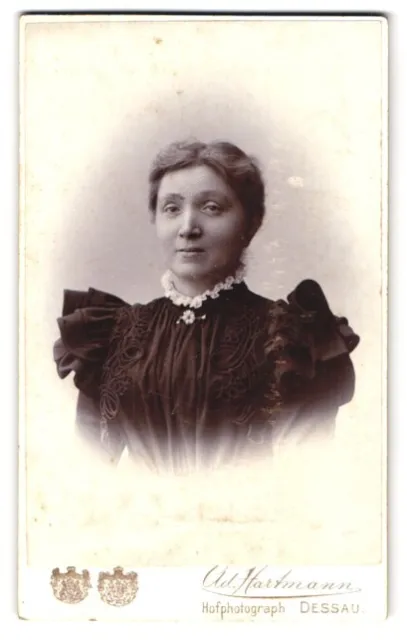 Photographs Ad. Hartmann, Dessau, Franz-Str. 24 b, young lady in dress with collar