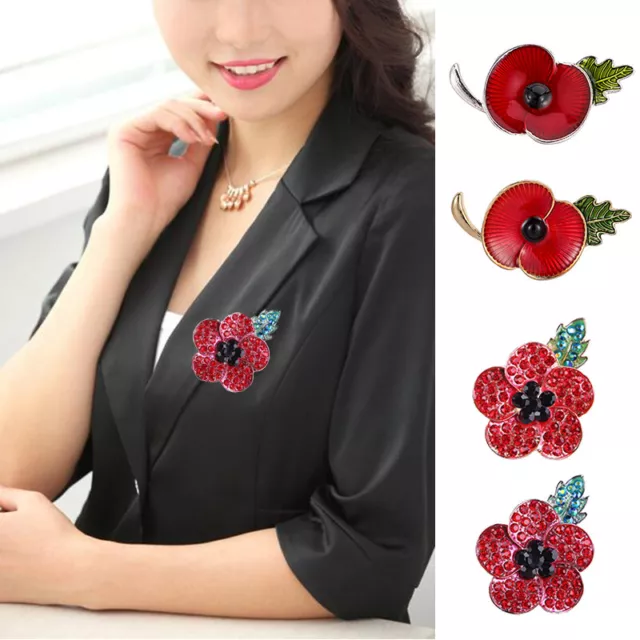 Cristallo Spilla Smaltata Natale Decorazione Props Papaveri Distintivi Ros ★