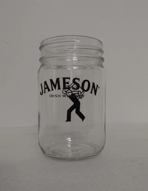 Jameson Irish Whisky Mason Jar 12 Oz Drink Glass Barrel Man Logo Design