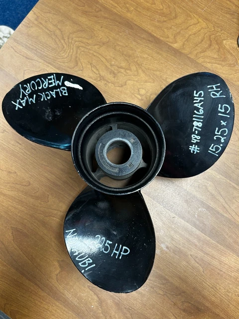 MERCURY MARINE BLACK MAX 15.25x 15P ALUMINUM PROPELLER 48-78116A45 FSR7