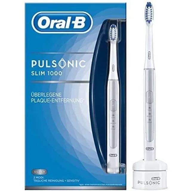 BRAUN Oral-B PULSONIC Slim 1000 Elektrische Zahnbürste - Silber NEU OVP