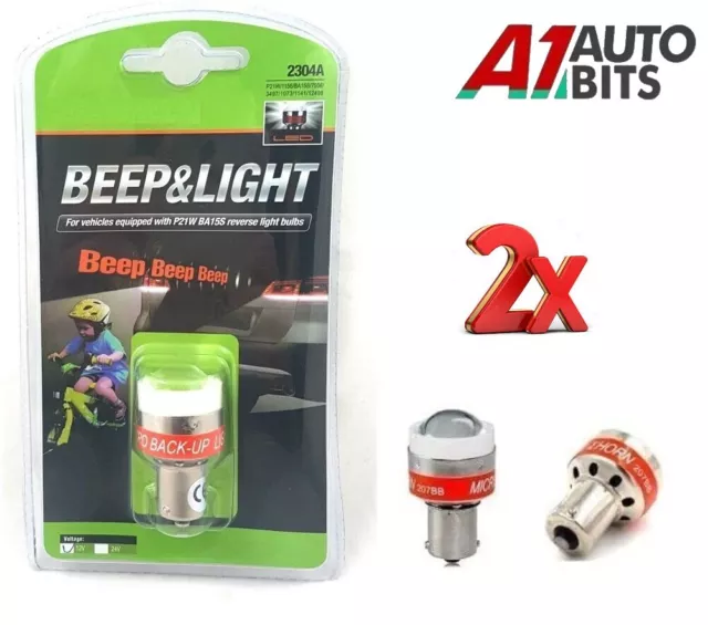 BA15S 12v Led Bulb X2 Rear Reversing Universal Beeper Buzzer Light Reverse Beep