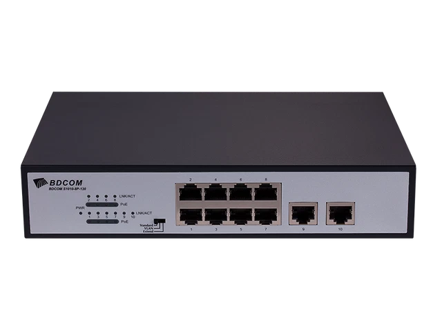 BDCOM S1510-8P-120 - Interrupteur Gigabit Poe 125W Impossible Gérée De 10 Ports
