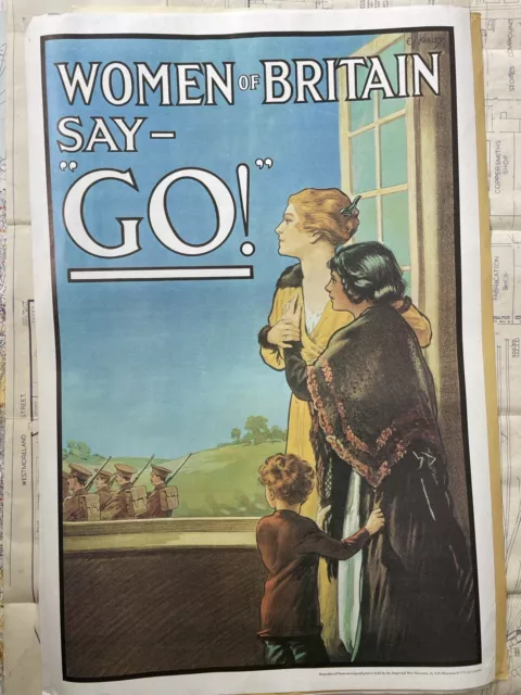 women of britain Say go vintage Poster WW1 Britain UK Army A2 Large Original