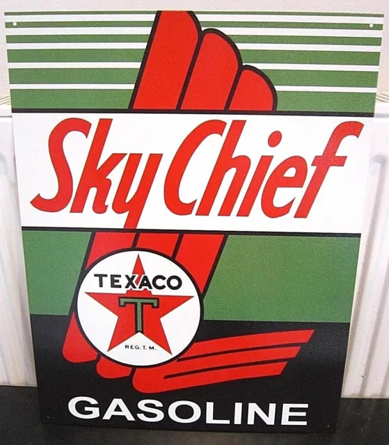 TEXACO GASOLINE SKY CHIEF METAL SIGN,16"x12", PETROL/OIL/GAS,GARAGE/MAN CAVE
