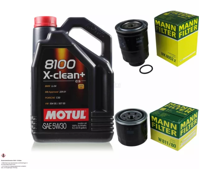 MANN-FILTER Inspection set 5 L Motul 8100 X-clean+ 5W-30 pour Mazda 6 Break 2.2