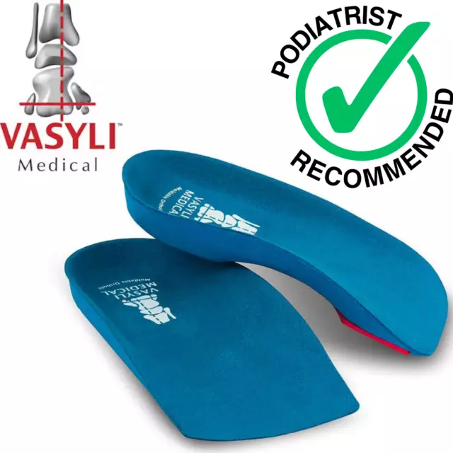 Vasyli 3/4 Length Orthotics Medium Density Insole Pain Relief Plantar Fasciitis