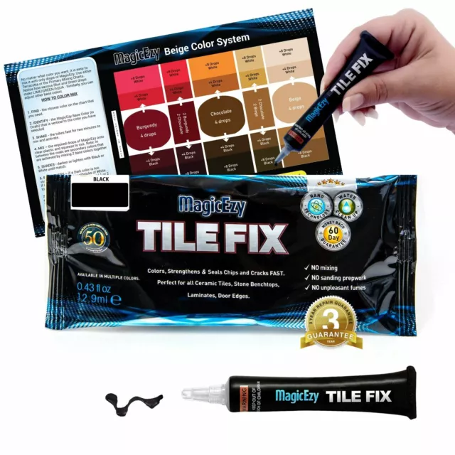 Tile Fix: (Black) Fix & Color Porcelain Tile Cracks & Chips Fast - MagicEzy