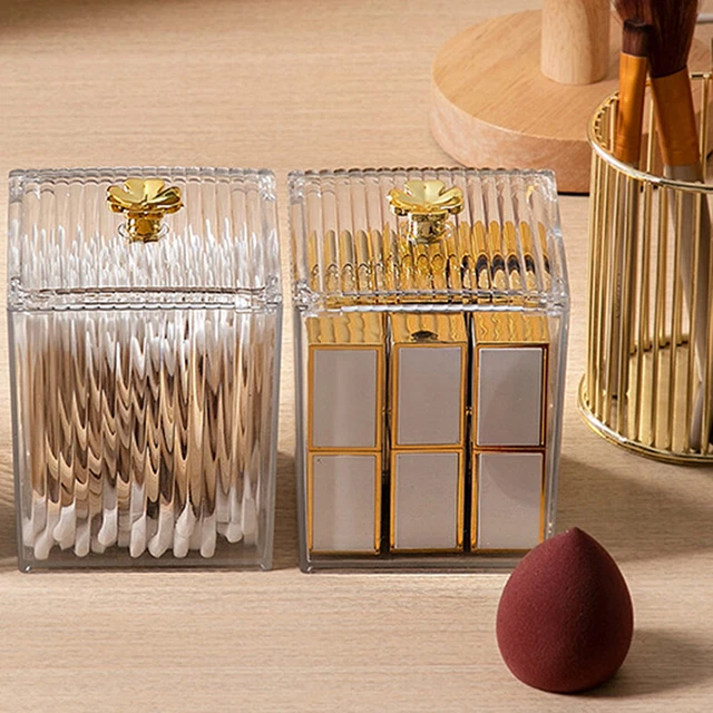 Makeup Storage Organizer Bathroom Jar Cotton Swab Storage Box Square Containe ba