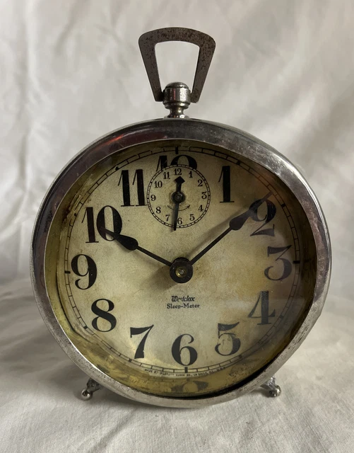 ANTIQUE 1913 WESTCLOX SleepMeter AlarmClock Ticks and Alarm Sounds £