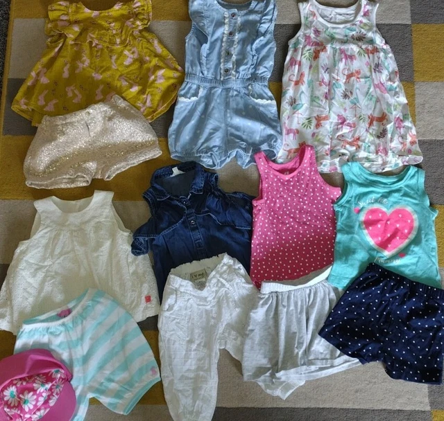 Abito, tuta, top, pantaloncini, berretto e gonna per bambine estate 18-24 mesi