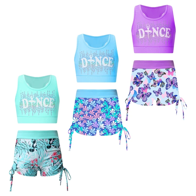 Girls Dancewear Exercise Outfit Sportswear Dance Gym 2-Piece Gymnastic Sports